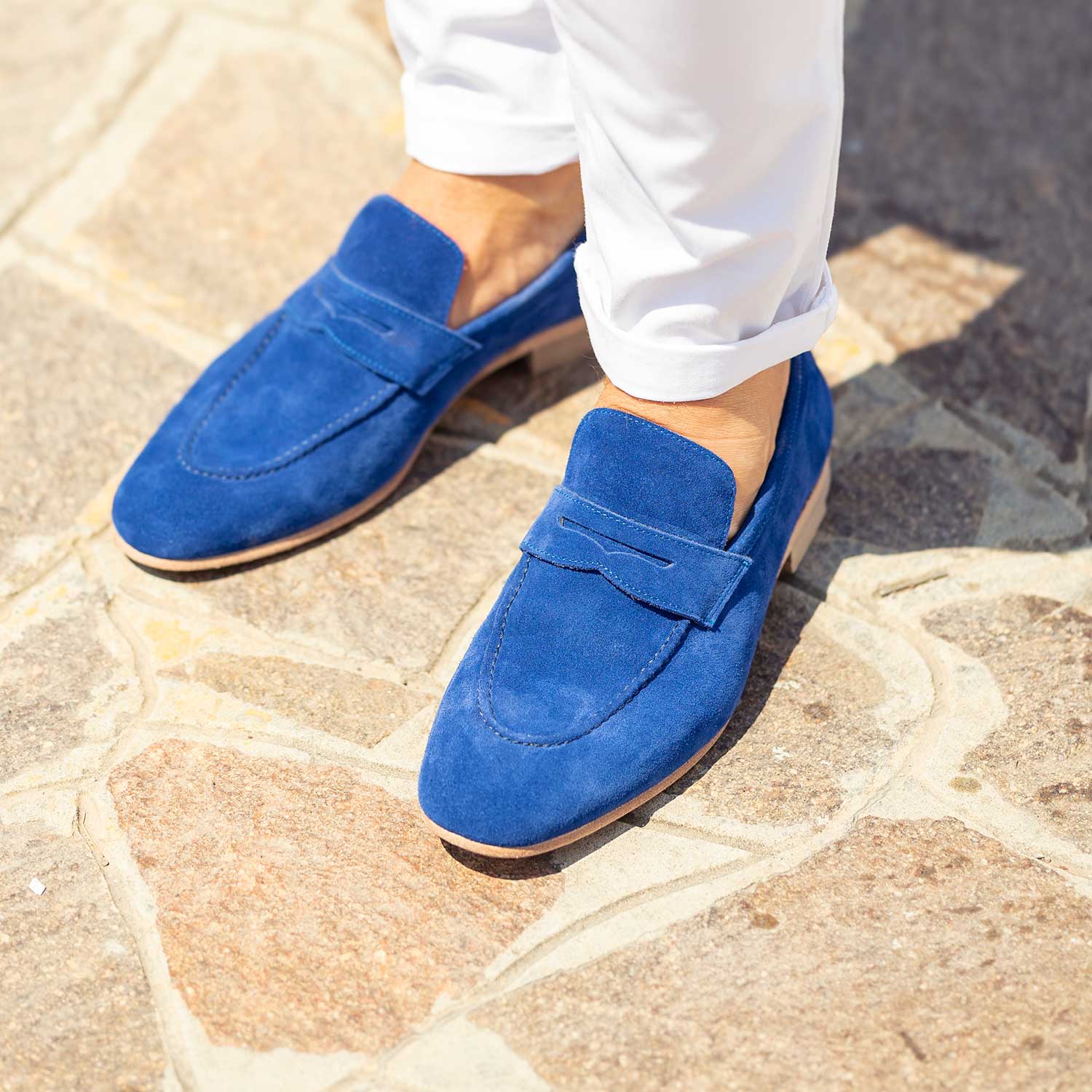 Mocassino estivo uomo in Suede Blu Alexander 1910 - Main Image